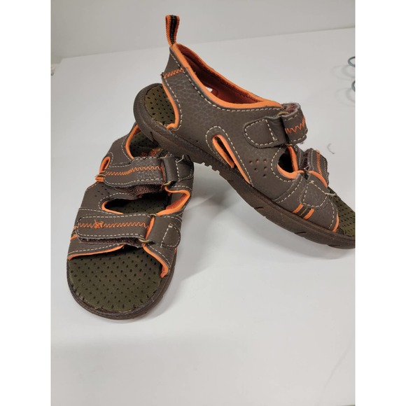 Oshkosh Toddler quick close strap Sandals. Brown/Orange size 11.5-12 - Picture 1 of 9